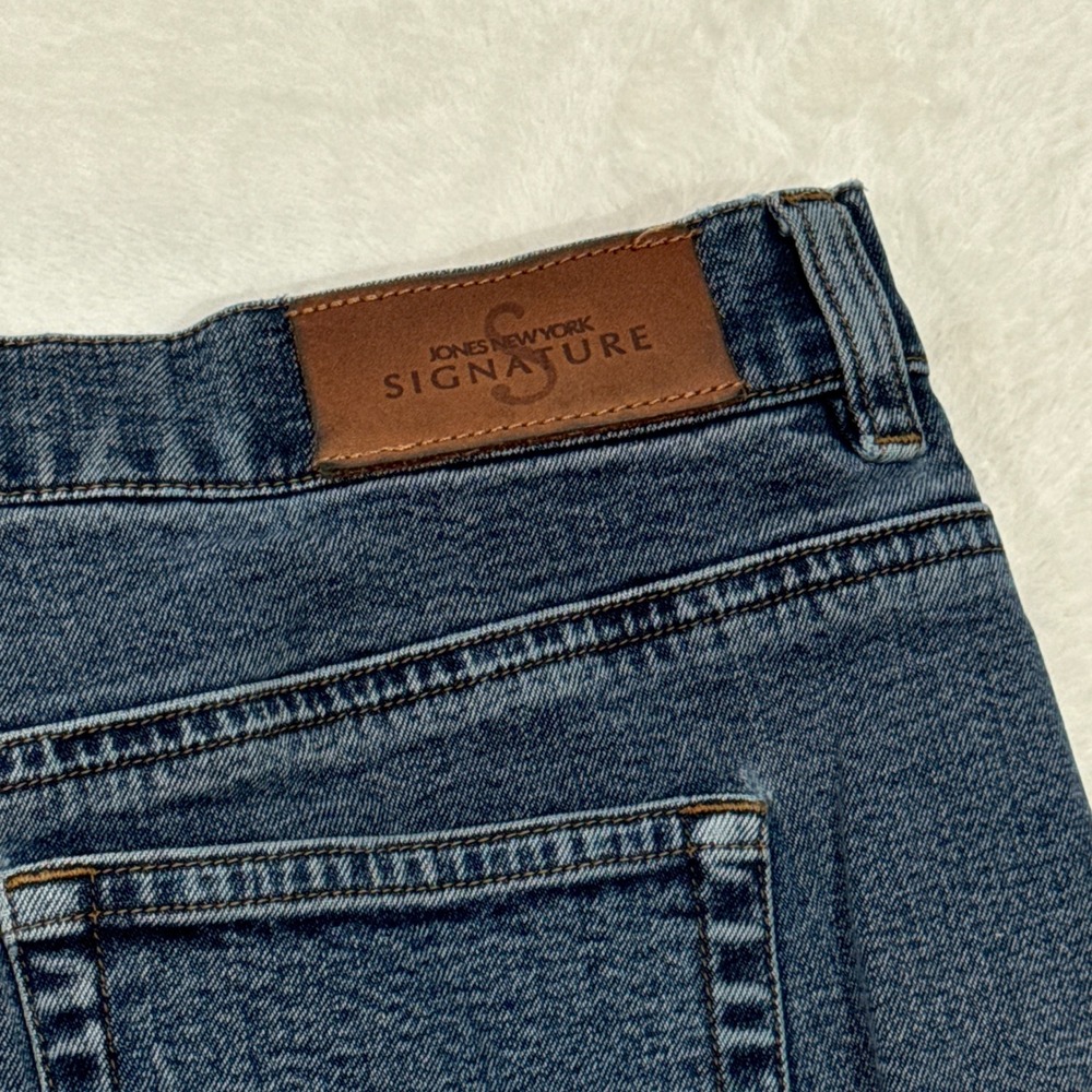 Jones New York Jeans Womens 14P Blue Signature Petite Straight Leg Stretch High - Picture 10 of 13